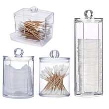 

Transparent Makeup Organizer Acrylic Cotton Pad Storage Box Cotton Swab Holder Jewelry Case Cosmetic Container Empty Box