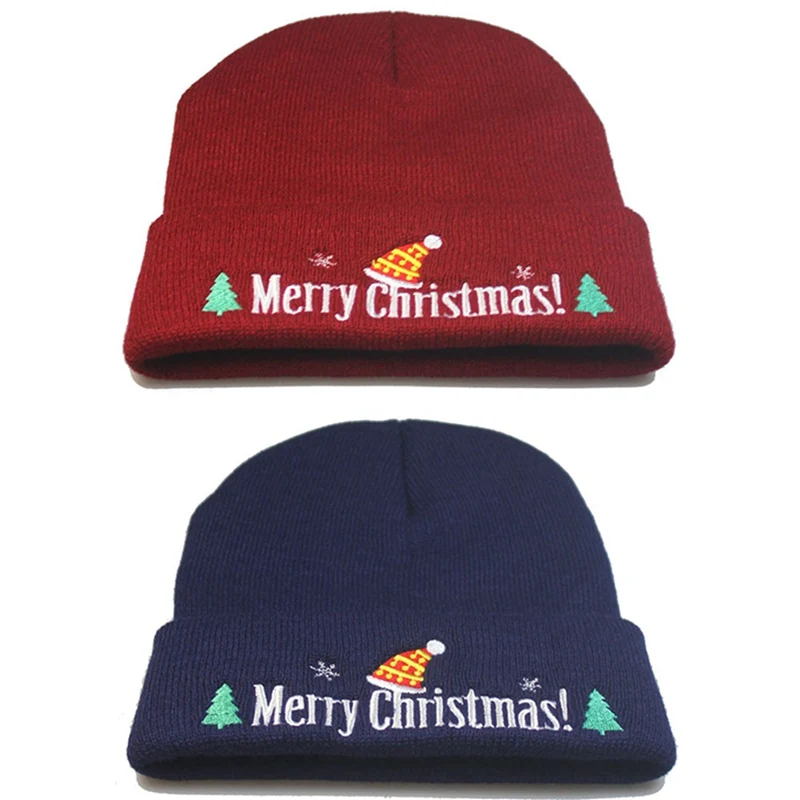 Adult Womens Men Christmas 2 Pcs Baggy Slouchy Thick Knit Hat Solid Scarf