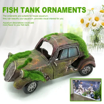 

2pcs/pack Accessories Shelter Fish Tank Ornament 16x8x6cm Resin Craft Aquarium Decor Safe Non Toxic Car Shape Landscaping