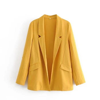 

Wixra Women's Long Sleeve Blazer Jacket Casual Striped Female Chic Lady Office Casual Suit Blazer Outwear Coat Autumn