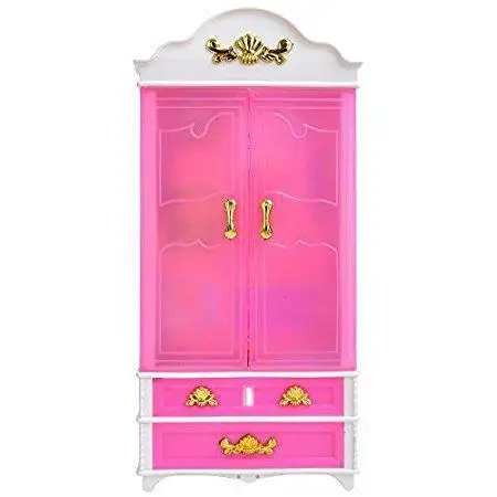 

E-TING Pink Plastic Furniture Wardrobe DollHouse Accessories For Doll