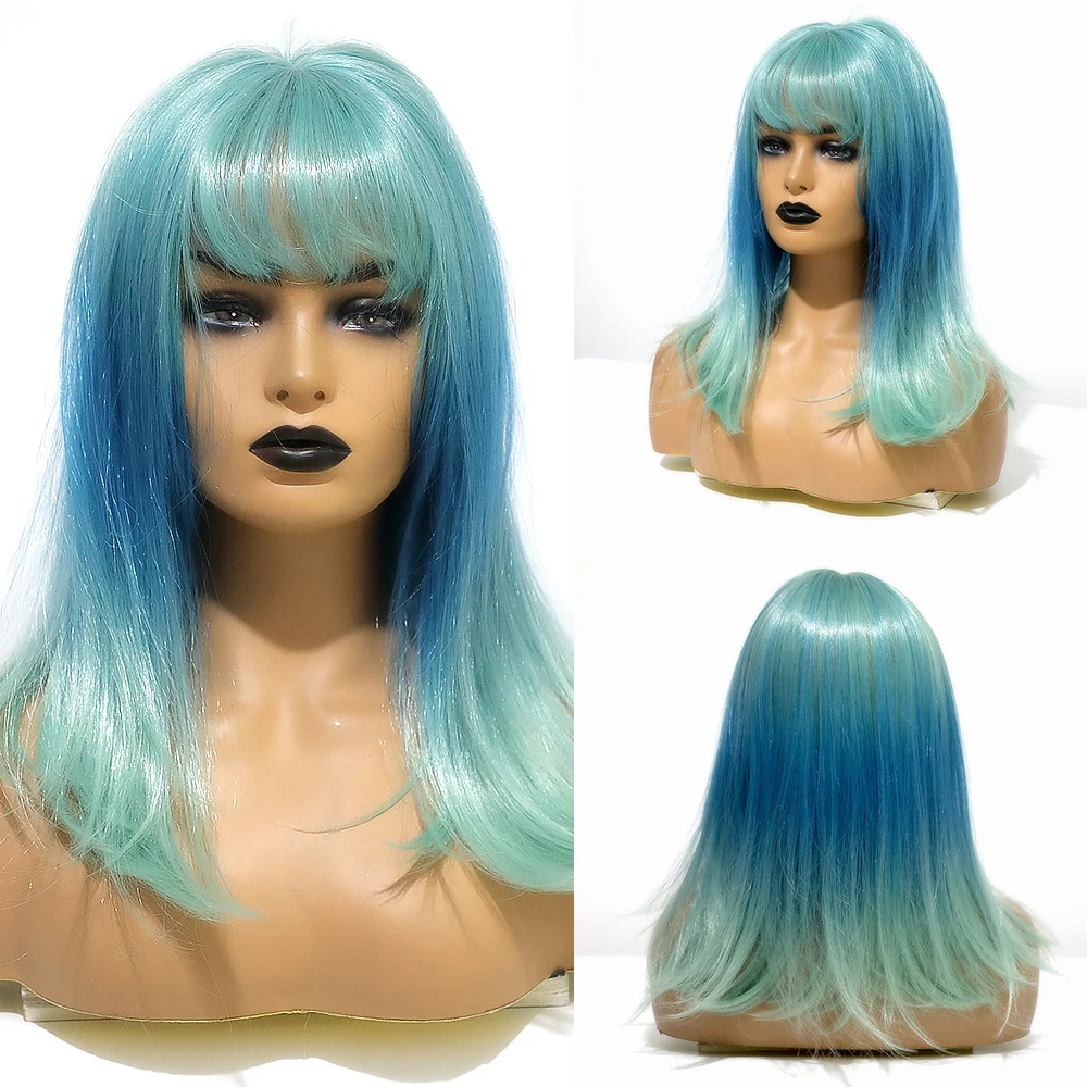 INHAIR CUBE 14 &quotженские розовые длинные прямые синтетические парики с челкой