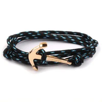 Горячая Распродажа модные витые браслеты индивидуальный морской якорь черный браслет-веревочка для мужчин и женщин металл - Окраска металла: C