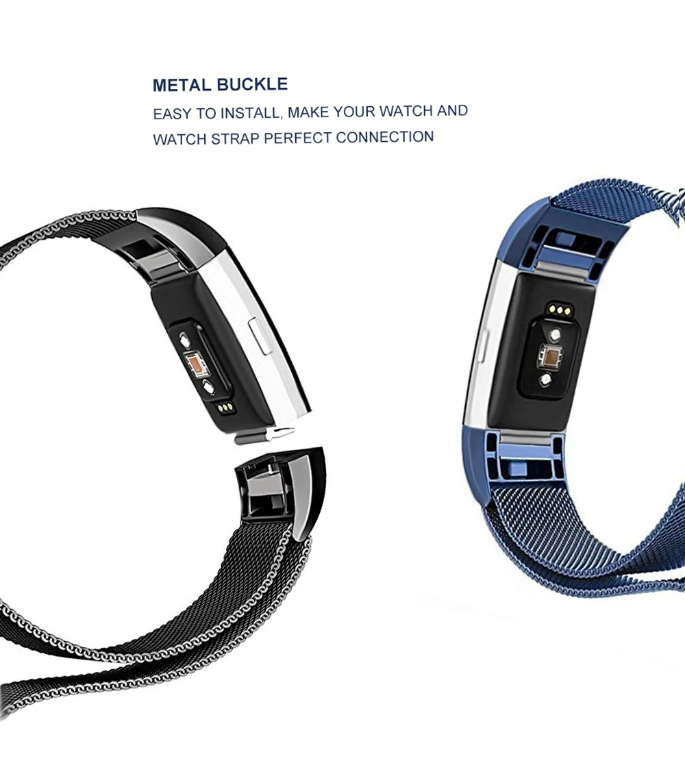 Миланская петля ремешок для Fitbit Charge 2 Смарт часы браслет S L Металл Нержавеющая сталь Магнитная Pulseira спортивный браслет
