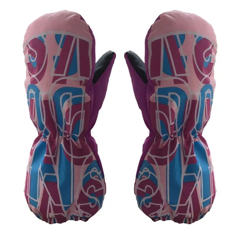 Новые детские лыжные перчатки с буквенным принтом Длинные холодные водонепроницаемые ветрозащитные перчатки