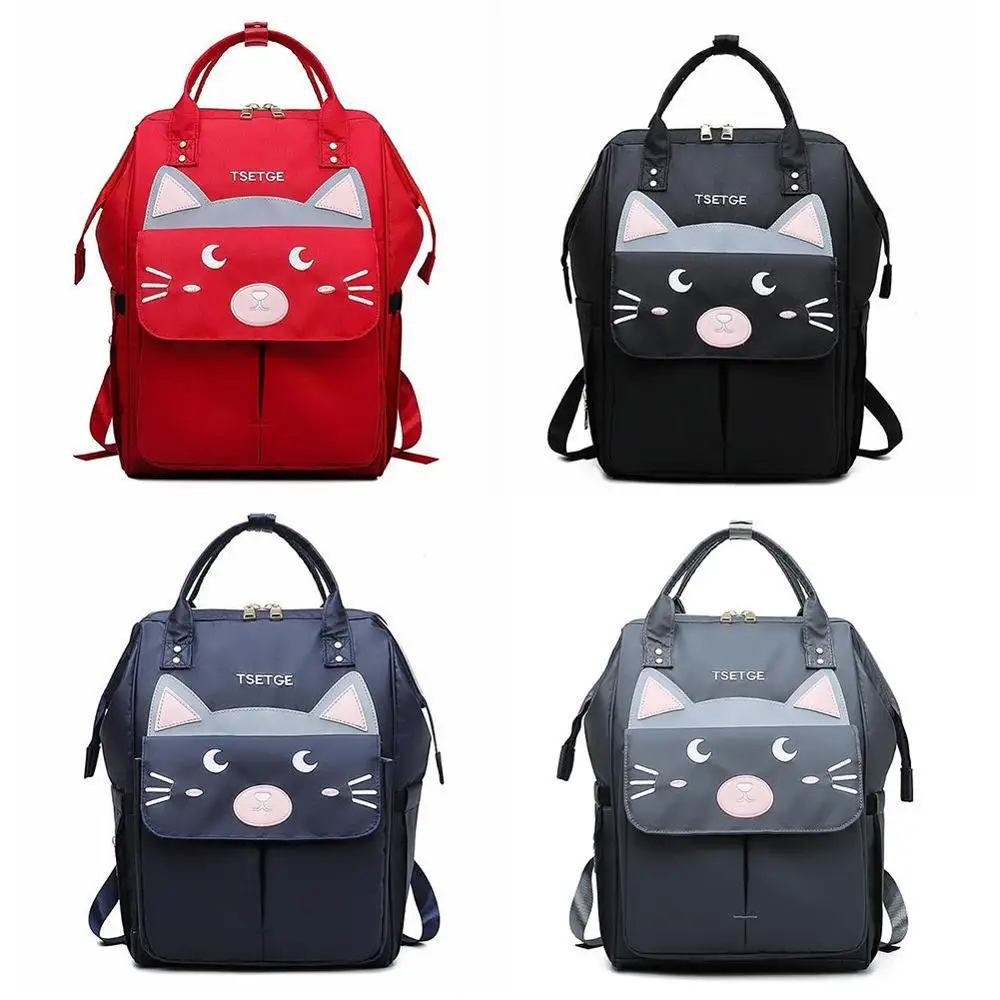 

Fashion Mummy Bag Cute Cat Ear Mummy Maternity Nappy Baby Diaper Tote Bag Large Capacity Multi-Function Backpack In Stock
