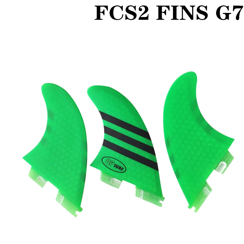 Green G7 Surf FCSII fins Tri fin set G3/G5/G7/K2.1 Fibreglass Honeycomb Carbon free shipping - Цвет: Green G7