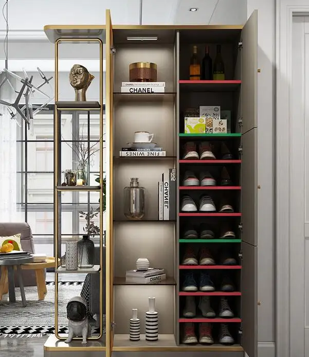 Living room partition cabinet, wine cabinet, porch shoe cabinet integrated into the door, simple modern light