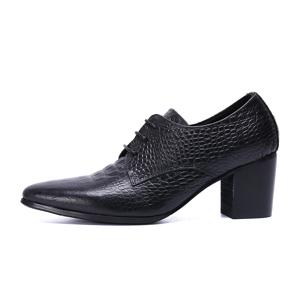 Christia Bella/мужские ботинки из натуральной кожи в британском стиле; мужские туфли-оксфорды на высоком каблуке; обувь на шнуровке, увеличивающая рост; большие размеры