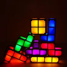 

D2 Upgrade DIY Tetris Puzzle Night Light Colorful Desk Lamp Stackable 7 Pieces LED Induction Interlocking Lamp 3D Toys Gift