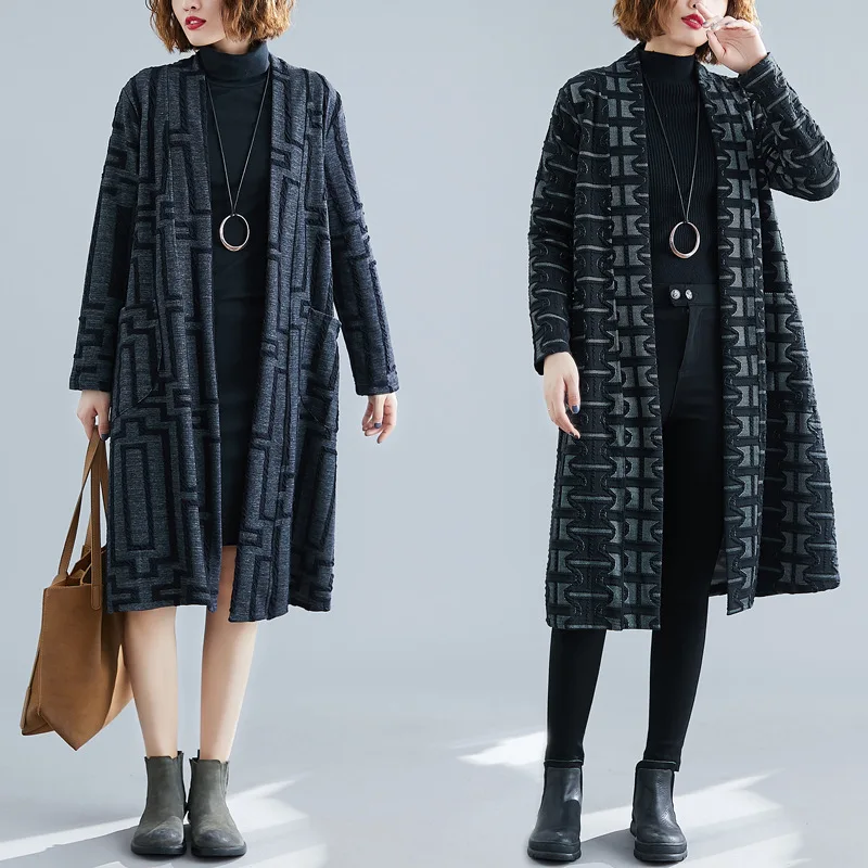 

Large Austrian New Style Loose-Fit by Age Western Style Slimming Large Size Retro Flower Mid-length Large Size WOMEN'S Dust Coat