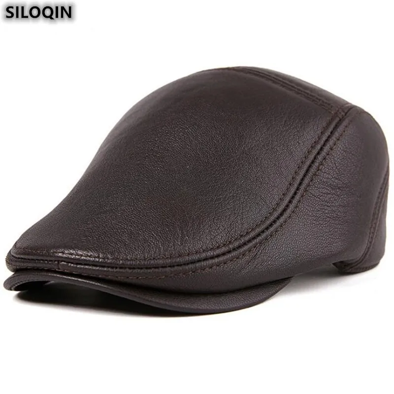 SILOQIN качество Натуральная кожа шляпа для мужчин осень зима мода овчины береты регулируемый размер бренды тренд Snapback кепки