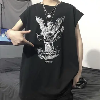 

2020 summer Vest tank men anime Cartoon printing Sport boys Korean Causal loose trend sports o-neck sleeveless Tops thin clothes