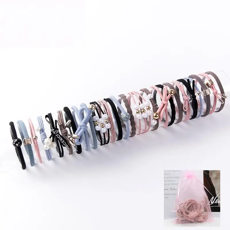 25PC Pure and Fresh Sweet starry sky Series Maiden Elastic Hair Bands Ribbon Flowers Pentagram Rabbit ears Hair Clips - Цвет: A13-25PC