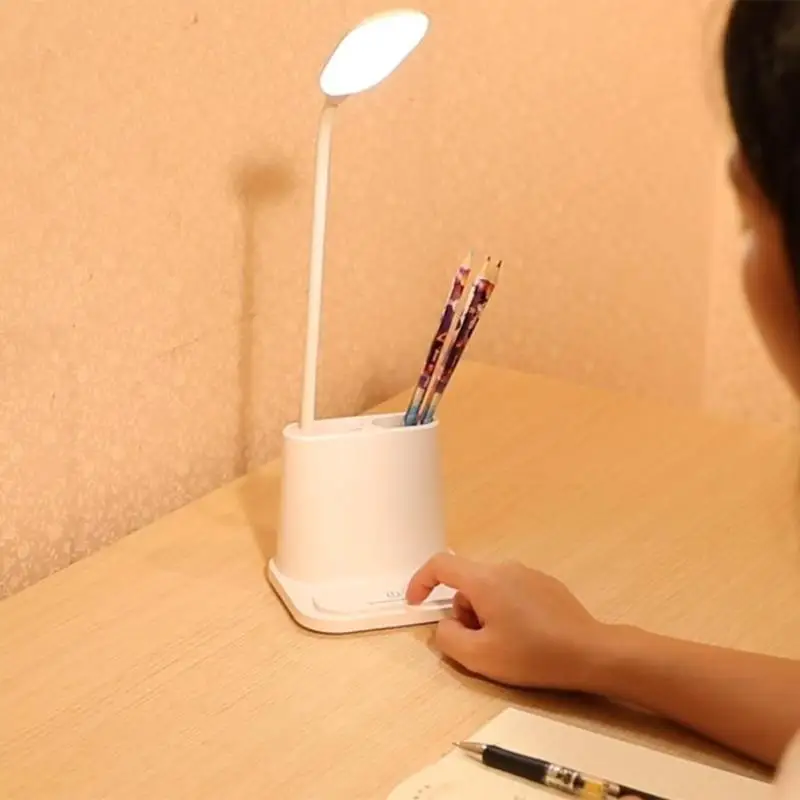 Многофункциональный светодиодный настольная лампа с сенсорным управлением USB Перезаряжаемый Настольный светильник для спальни Кронштейн для мобильного телефона держатель ручки лампа для чтения