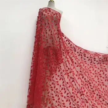 

New product launch 3D red lace French tulle lace fabric High quality Nigeria lace fabric wedding dress A1634
