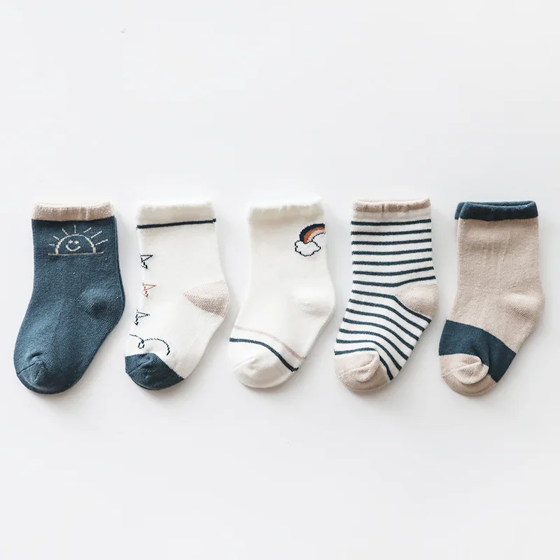 2 6 пар/лот для малышей нескользящие носки со ручки анти скольжения подошвой Мягкий хлопок нескользящие теплые голеностопный сустав, носки для маленьких мальчиков и девочек, детская одежда - Цвет: 2