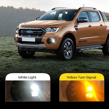 

Car flashing LED DRL daylight car light headlamp ABS fog lamp waterprool head light cover with siganls For Ford ranger T8 2019