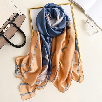 

2019 New style Chinese luxury Silk Autumn and winter Lady Popular Print silk scarf Women Sunscreen Shawl Fashion Headscarf