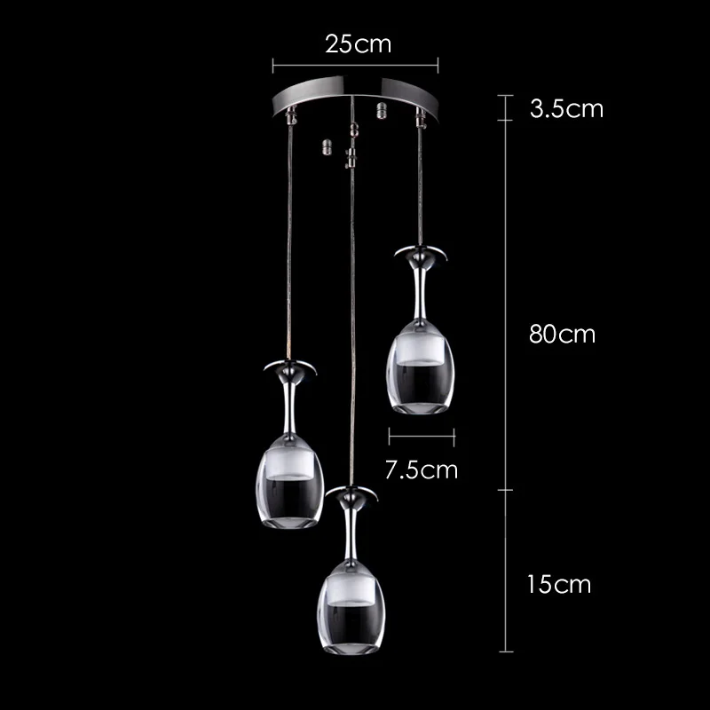Домашний декор, винный стеклянный светодиодный подвесной светильник, лофт, люстры, подвесной светильник для бара, кухни, внутренний светильник, блеск, промышленный светильник ing - Цвет корпуса: 3 heads strip