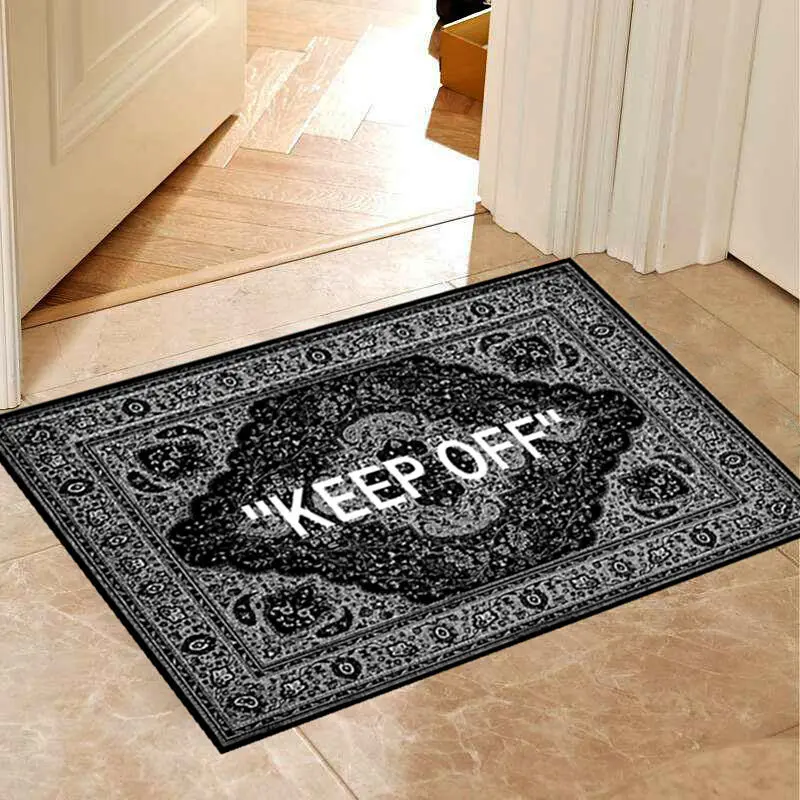 KEEP OFF Area Rugs Floor Mat Black and White Carpet Living Room