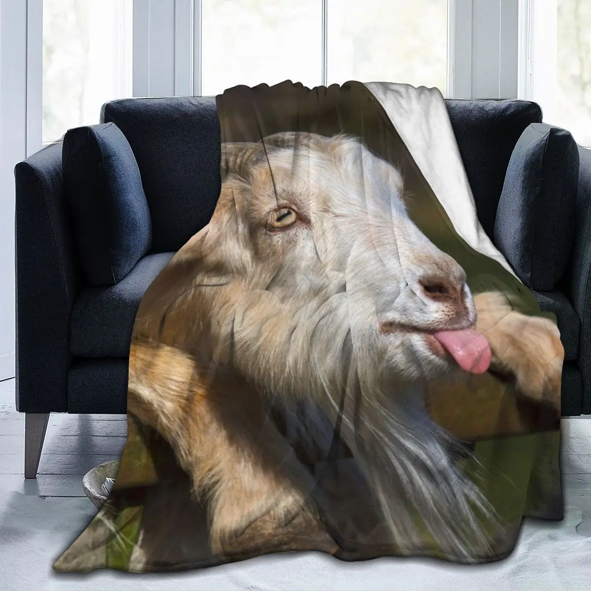 

Fashion animal Goat 3D printing printed blanket bedspread blanket retro bedding square picnic soft blanket Quick Dry