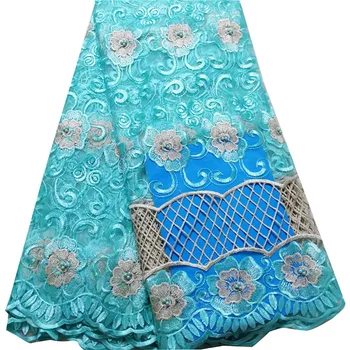 

2020 Wedding Dress French Tulle Lace Fabric High Quality Guipure Mesh Lace Fabrics Beaded Nigerian Lace fabrics N2324