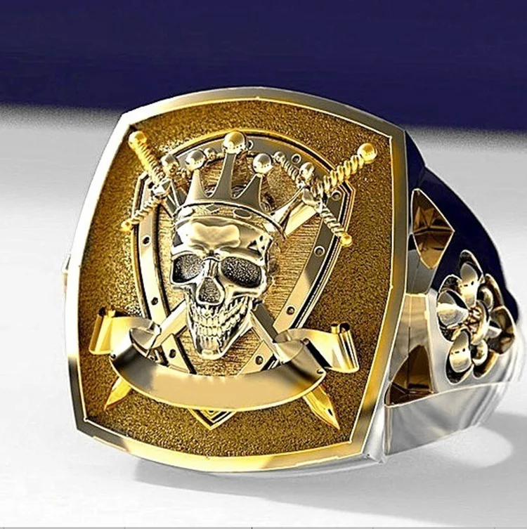 

Fashion Jewelry Rings, The golden skull ring, Punk ring for men