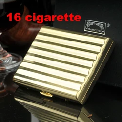 Elegant Wave Brass Metal Cigarette Case - Portable High - Quality Mini Box in Silver and Gold (16 cigarette golden)