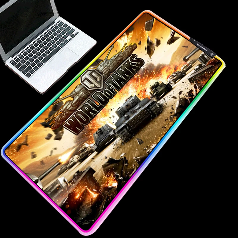 Игровой коврик для мыши Yuzuoan Tank World LOGO XXL с usb полоской светодиодный подсветка RGB