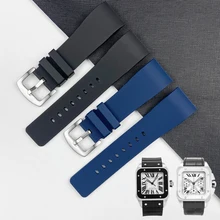 

20mm 23mm High Quality Rubber Watch Band for Cartier Santos100 Silicone Watch Strap Rubber Men Women Watch Band Black Blue