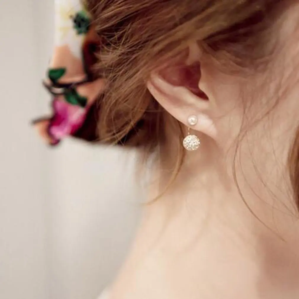 1 пара блестящие серьги гвоздики с искусственным жемчугом|Серьги-гвоздики| |