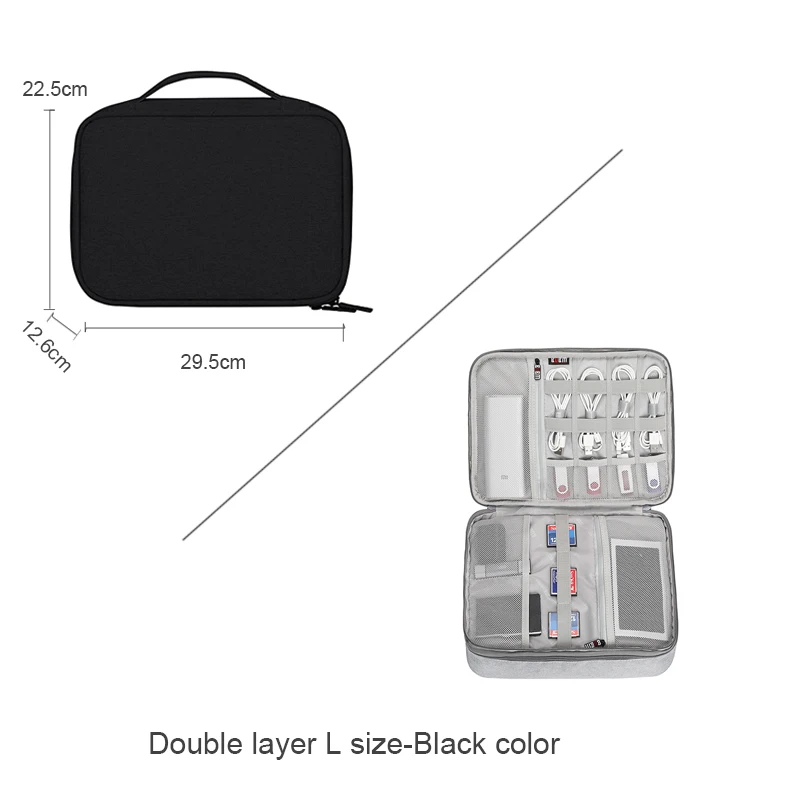 Double layer L-black BUBM Универсальный футляр для внешнего жесткого диска Кабельный органайзер чехол s Аксессуары для электроники сумка для жесткого диска, USB флэш-накопитель - Цвет: Double layer L-black