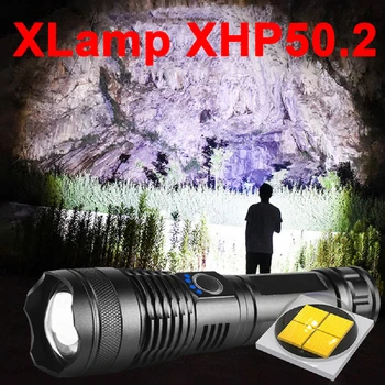 Super Heldere Xhp50.2 Meest Krachtige Led Zaklamp Xhp50 Tactische Zaklamp Fakkel Fiets Lantaarn 18650 Oplaadbare Flash Light