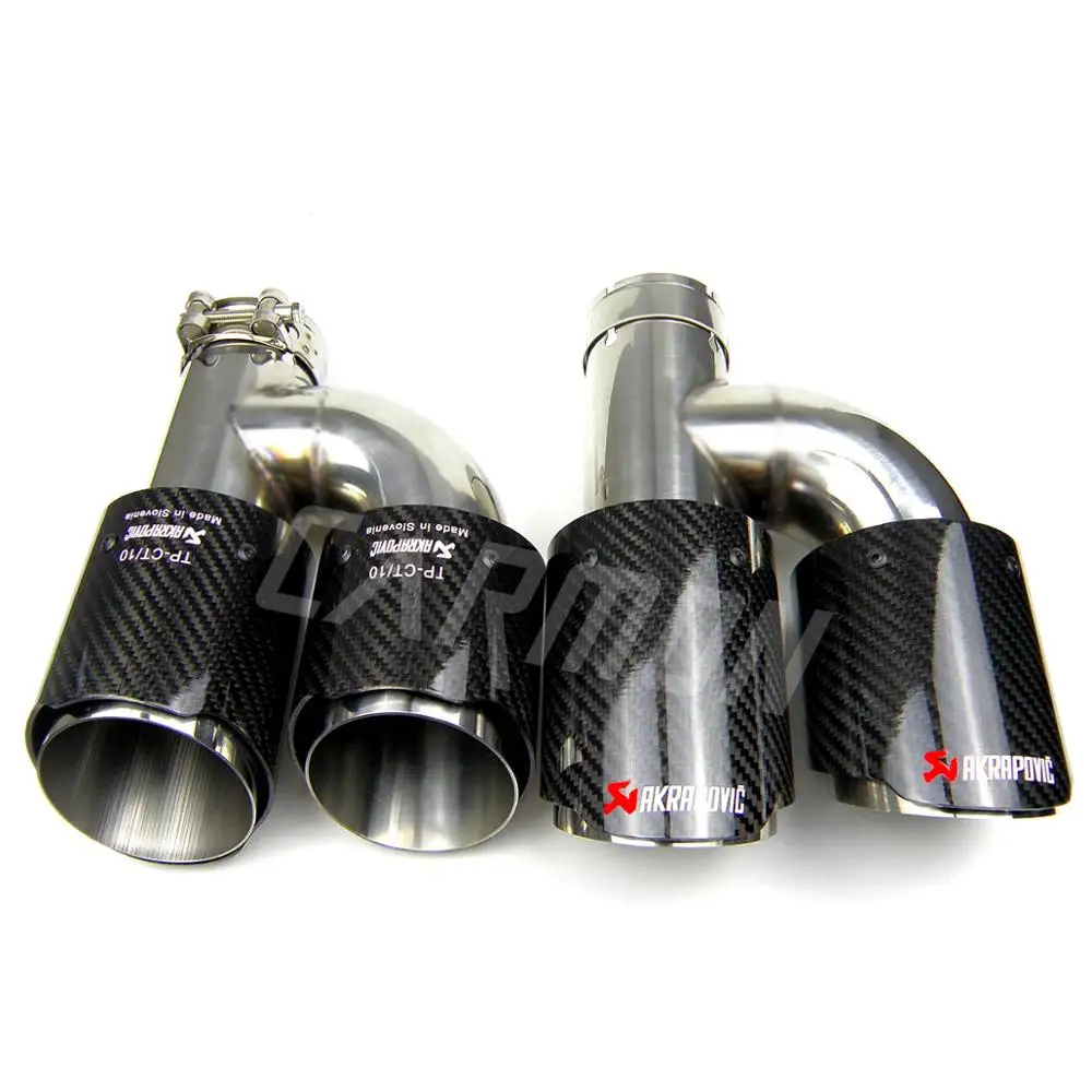 Универсальный Авто Akrapovic двойной выхлопной наконечник прямой край углеродного волокна+ нержавеющая сталь двойной конец трубы для автомобиля аксессуары