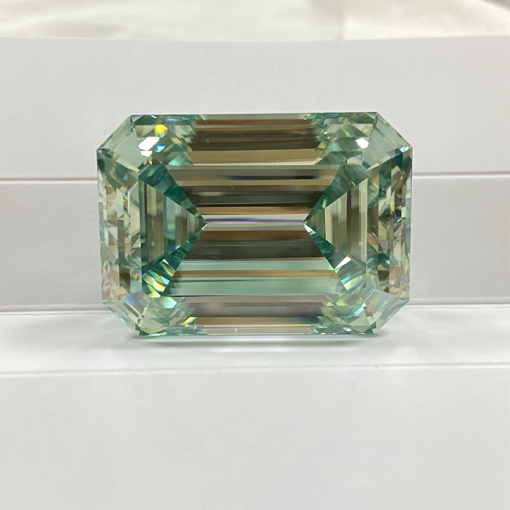 Meisidian Emerald Cut 20x35x17mm 129 Carat Light Vivid Green Moissanite Big Size Diamond Stone
