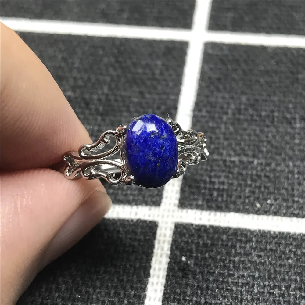 

Natural Royal Blue Lapis Lazuli Ring For Woman Lady Adjustable Size Crystal Love Gift 8x6mm Beads Gemstone Ring Jewelry AAAAA