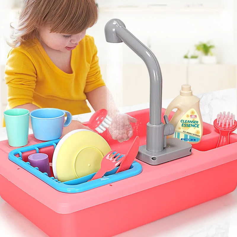 Children Play House Model Wash Dishes Basin Machine Toy Wash Dishes Basin Machine Toy