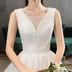 2019 элегантное кружево цвета слоновой кости свадебные платья принцесса Длинное Пышное Бальное Платье Свадебное платье Robe De Mariee Весна vestido de