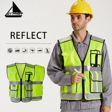 Светоотражающий жилет безопасности рабочая одежда высокая видимость флуоресцентная отражающая Предупреждение грузовик круговой велосипедный жилет