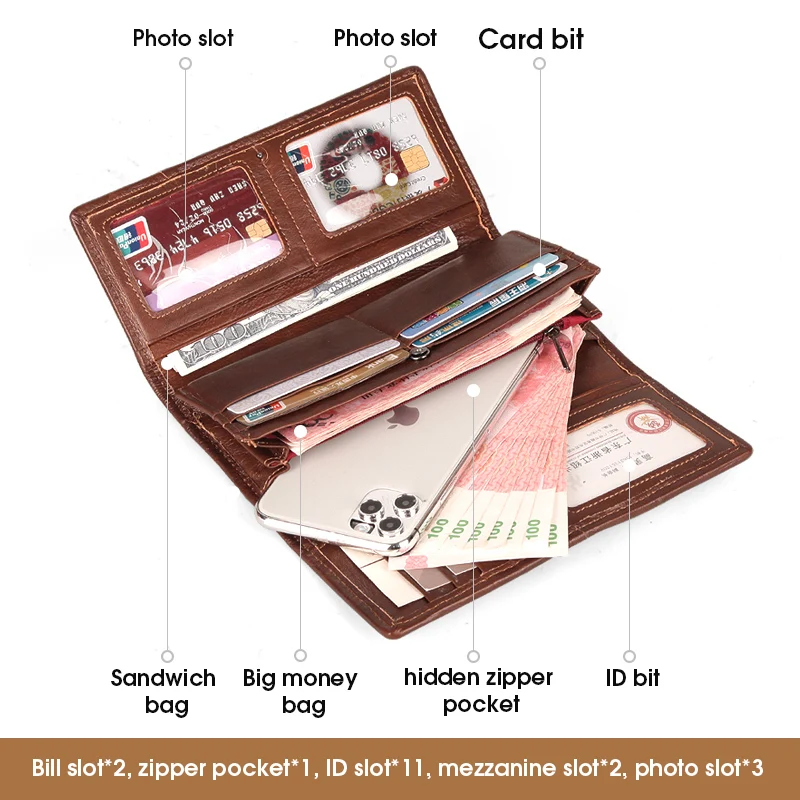 2022 New Women's wallet retro women's leather wallets  Long Cover  Wallets Card Holder Phone Bag Embossed Floral Ladies Purses