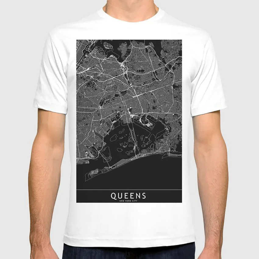 Queens черная карта футболка queens Нью-Йорк городская карта векторный дизайн графический Рисунок