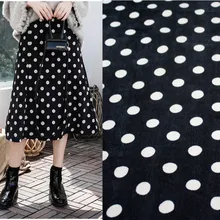 Полуметровый элегантный черный низ с Белым Круглым принтом в горошек вельвет-корд для платья брюки пальто T855