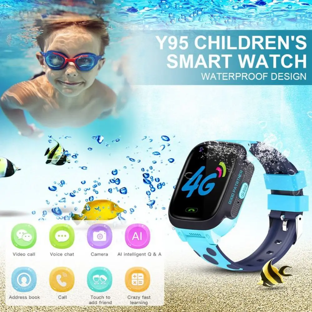 Vinshle 2019 new smart Angel children's mobile watch y95 4G SIM video call IP67 waterproof support WiFi GPS positioning