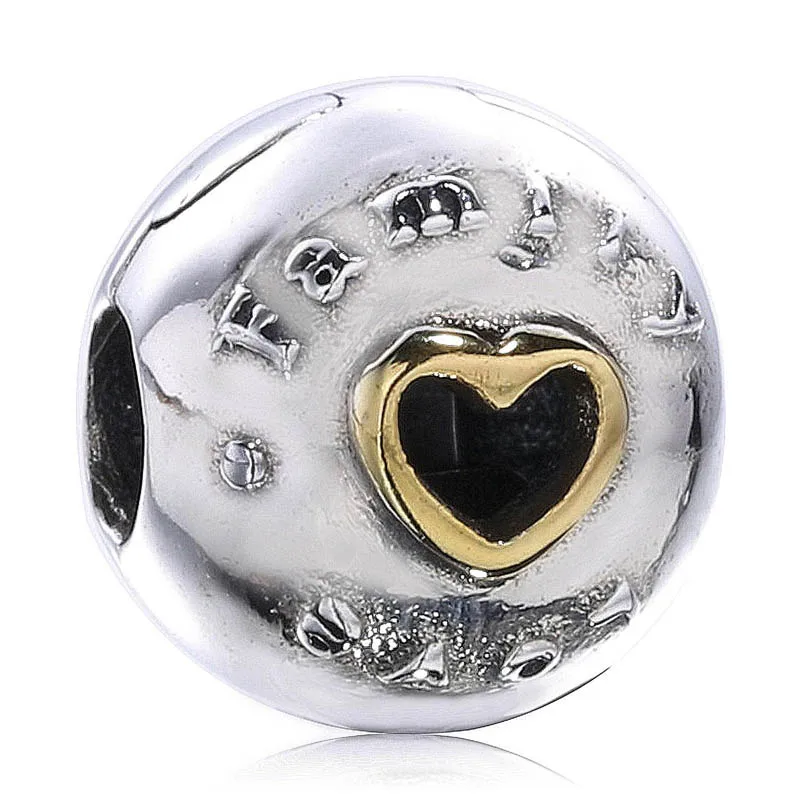 

Authentic 925 Sterling Silver Bead Charm Openwork Family and Love Clip Lock Stopper Beads Fit Pandora Bracelet Diy Jewelry