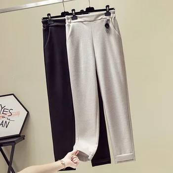 

Plus size Women Pants Autumn Winter New Plus velvet Warm Woolen harem long Pants Women's High waist Casual Trousers 4XL F1219
