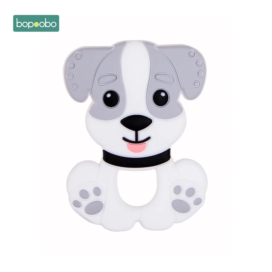 Gray-Dog Bopobo 1 шт., детский прорезыватель, силиконовый, свинья, пищевой, Брод, Прорезыватель для кормления, прорезыватель, ожерелье, аксессуары, детские товары, безопасные игрушки - Цвет: Gray-Dog