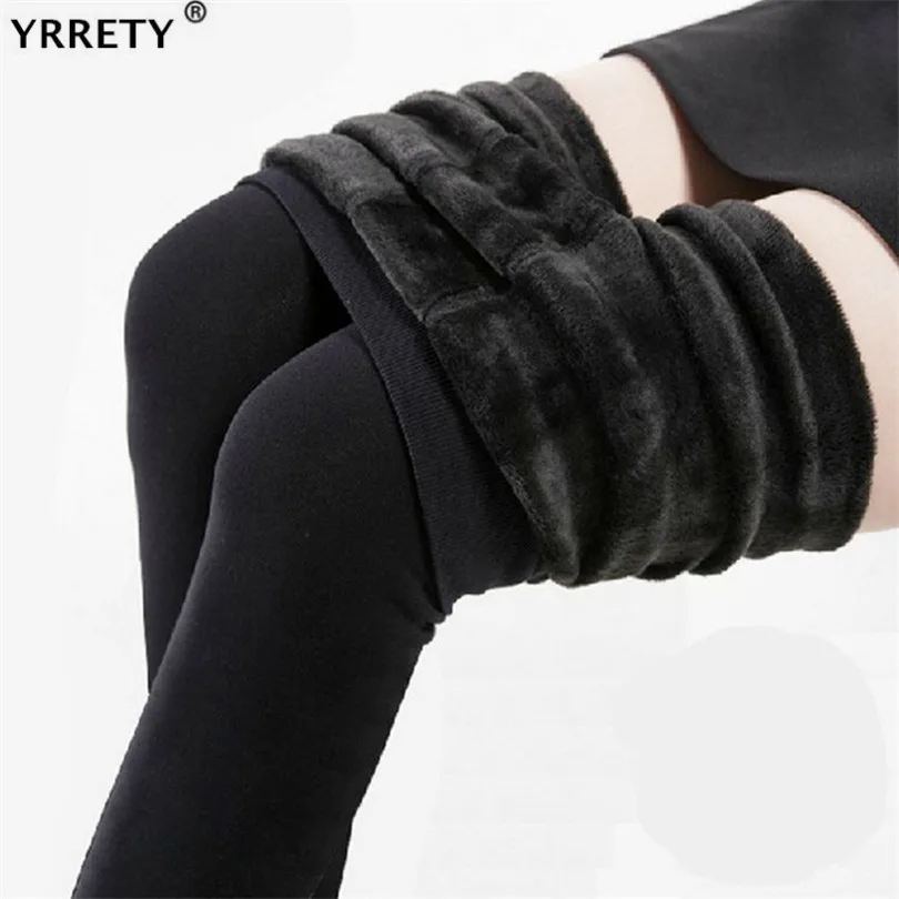 

YRRETY Warm Women Plus Velvet Winter Legging Ankle-Length Solid Pants High Waist Large Size Black Skinny Thick Cashmere Trousers