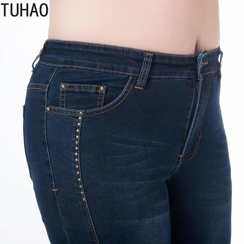 Джинсы TUHAO размера плюс 7XL 6XL 5XL, женские Джинсы бойфренда для офиса, женские джинсы скинни, 5xl, синие джинсы с эффектом пуш-ап, женские брюки LZ