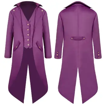 

New Winter Men's Gothic Medieval Windbreaker Jacket Steampunk Vintage Victorian Long Sleeve Turtleneck Spandex Warm Coat